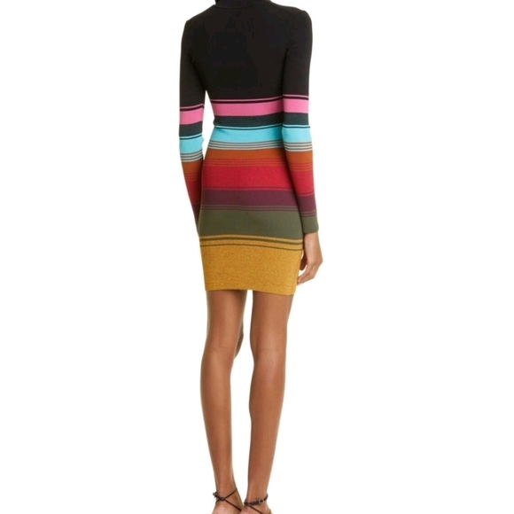 STAUD Women's XL Clara Stripe Cutout Ribbed Long Sleeve Sweater Dress - Picture 2 of 7